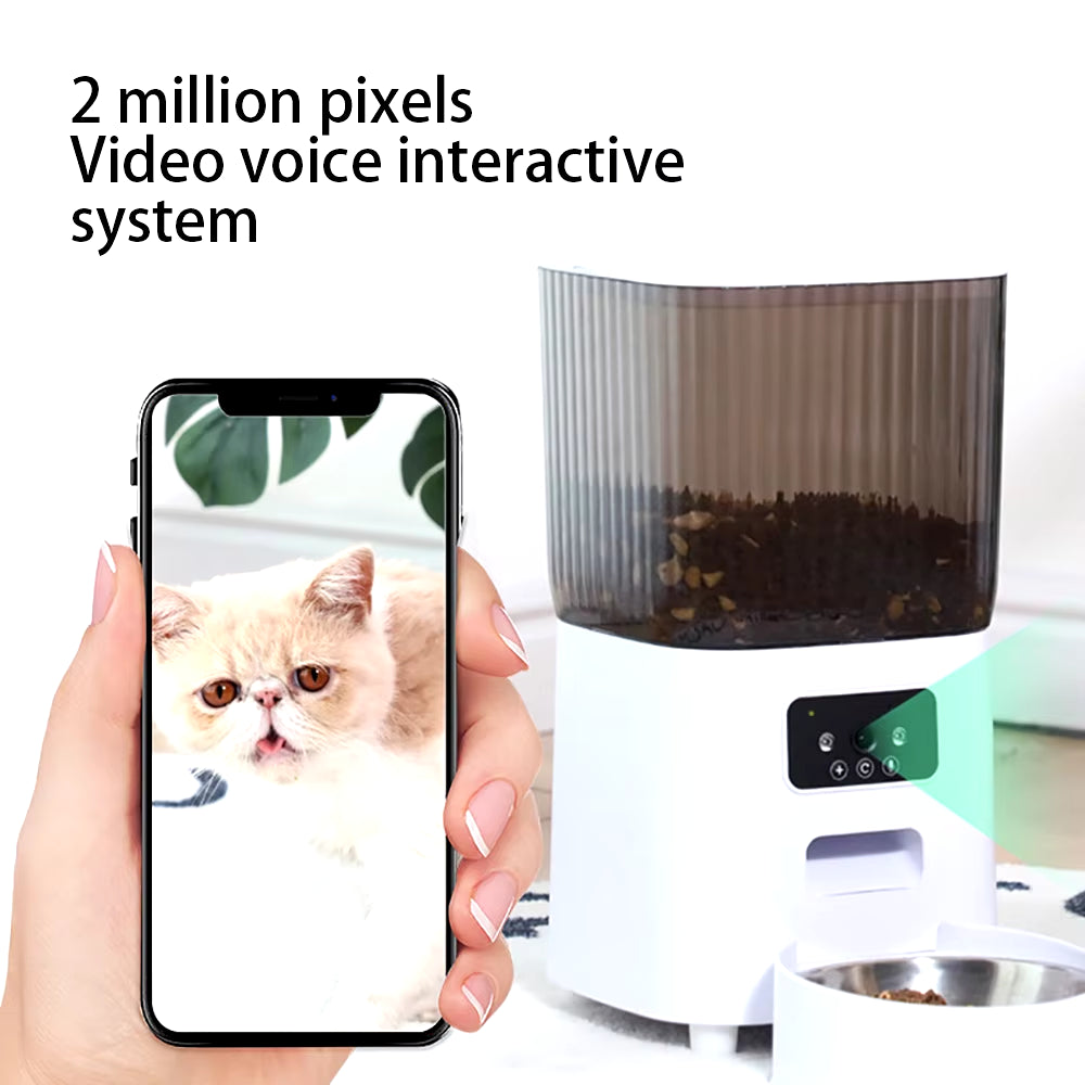 5L Pet Feeder with Camera Automatic Cat Feeder Smart Dog Food Dispenser Wifi Timing Quantitative Stainless Steel Feeding Bowl